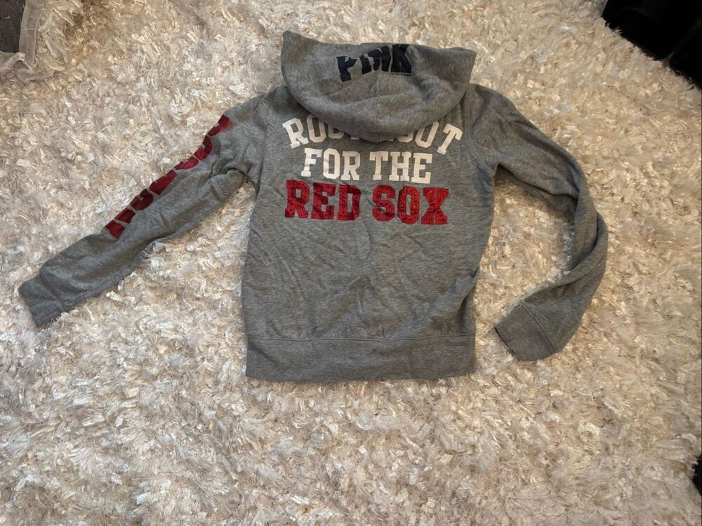 Medium VS PINK xMLB red sox team sweatshirt top shirt bling rhinestone